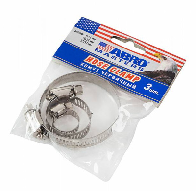Хомут червячный (9-16 мм х 1 шт, 18-32 мм х 1 шт, 33-57 мм х 1 шт) ABRO MASTERS 2